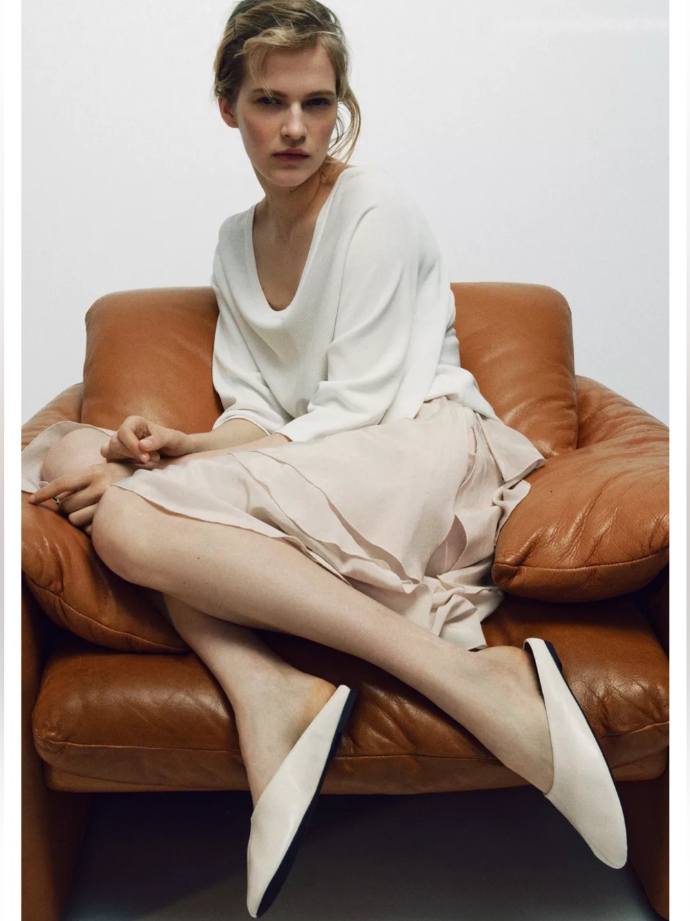 NWT Zara Flat Leather Mule Shoes